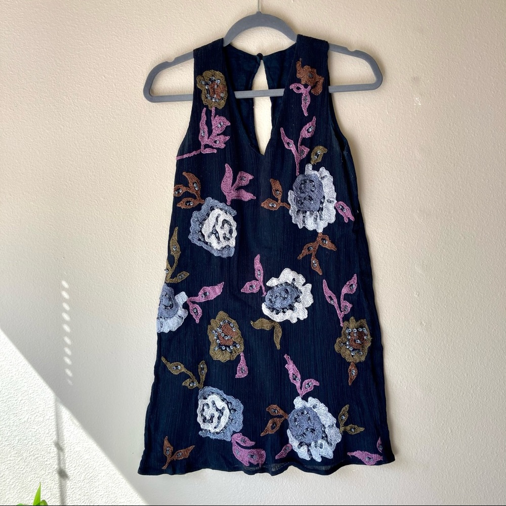 Free people floral embroidered tank dress